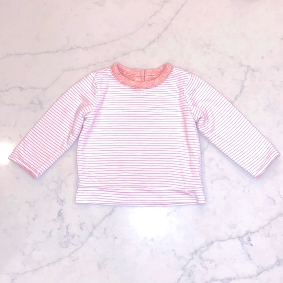 EUC Gap Baby Girls’ Pink Heather Stripe Reversible Sweatshirt/ Top (6-12m) - Picture 3 of 7